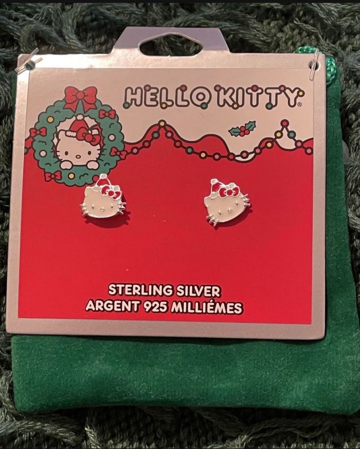 Hello Kitty Sterling Silver Christmas Earrings 