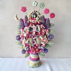 Vintage Mexican Tree Of Life Candelabra 