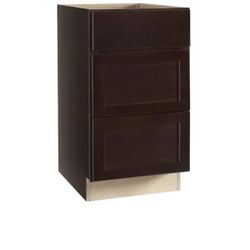 Hampton Bay Shaker 18” 3-Drawer Base Cabinet Java