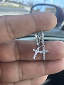 Moissanite Hoop Earrings Sterling Silver