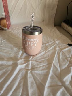 Wine Tumbler, Pink Outside/stainless Inside