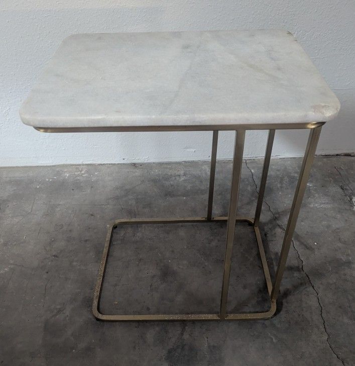 Gold and Genuine Marble Tray Table/Side Table
