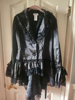 Gothic Victorian Steampunk Black Satin Lace Jacket – Chic Star – Size 42 – NEW
