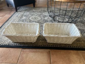 2 White Storage Baskets