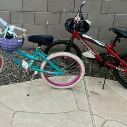 2 Kids Bike With Helmets