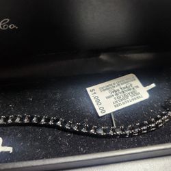 4mm Black Spinnel rhodium Bracelet 