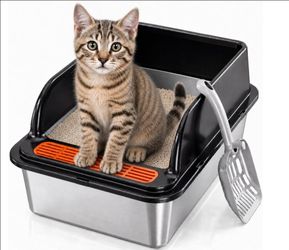 Stainless Steel Cat Litter Box with Scoop