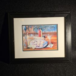 Vintage Fine Art 17"x14" Framed Print by Debbie Brady Robinson "Still Life With Oysters" (c) 2005 