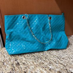 Teal Purse With Chain Handle 