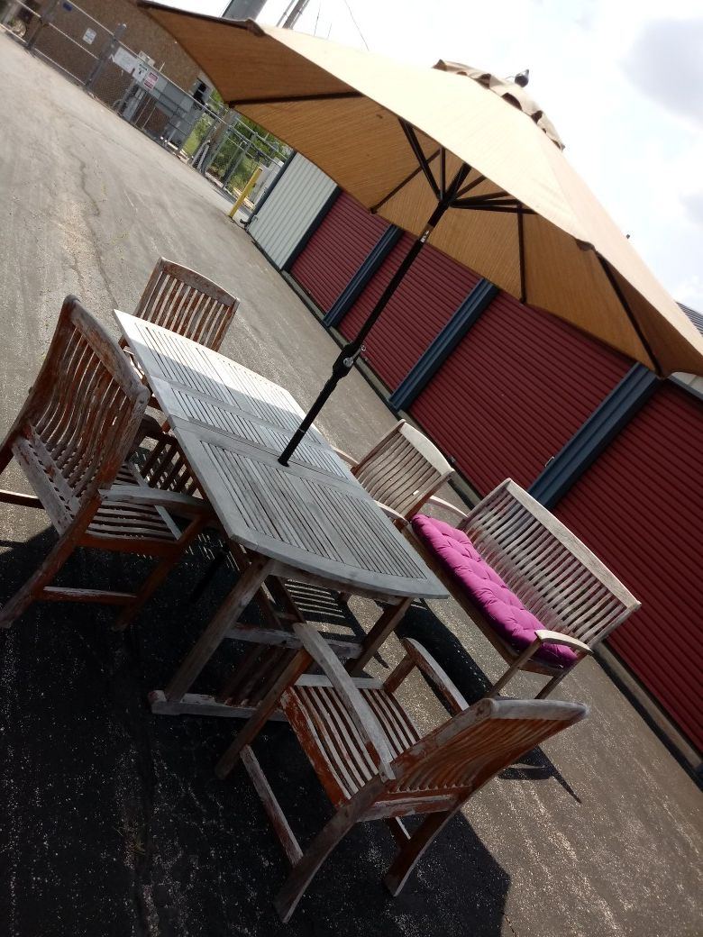 Rustic Wood Patio Set