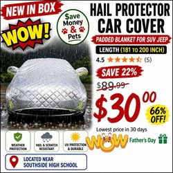 New Hail Protector Car Cover Padded Blanket SUV Jeep- Length (181 to 200 Inch) Padded Blanket