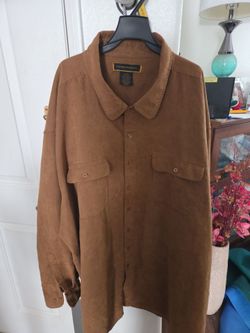 New Gearge Foreman brown long sleeve shirt jacket size 6X mens big and tall