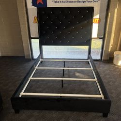 Black Upholstered Modern Bed Frame 