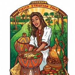 Original Illustration Drawing Ink Digital Color Pencil And Paper Sketch Restaurant Logo Design 