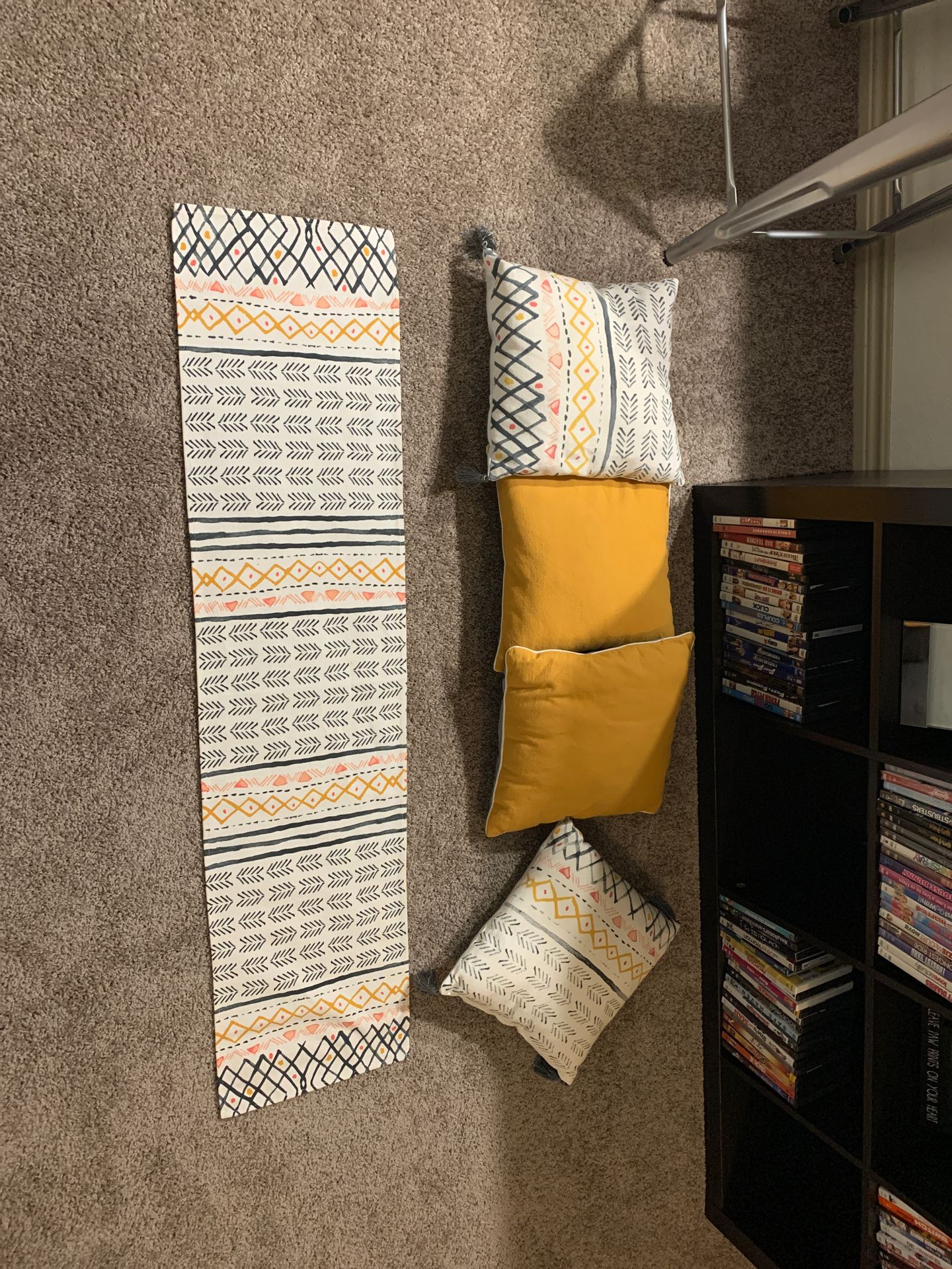 Couch Pillows and coffee table runner