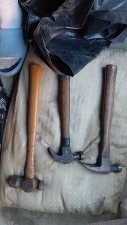 Lot of 3 Wooden Handle Hammers