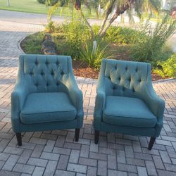 Set of Teal Colored Chairs 