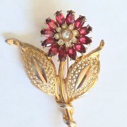  Vintage Mid-Century Rhinestones Brooch, 3"