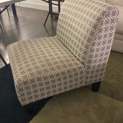 Modern Armless Accent Chair – Beige/Taupe Pattern