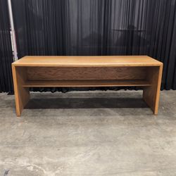 Light Oak Waterfall Console Table with Lower Shelf