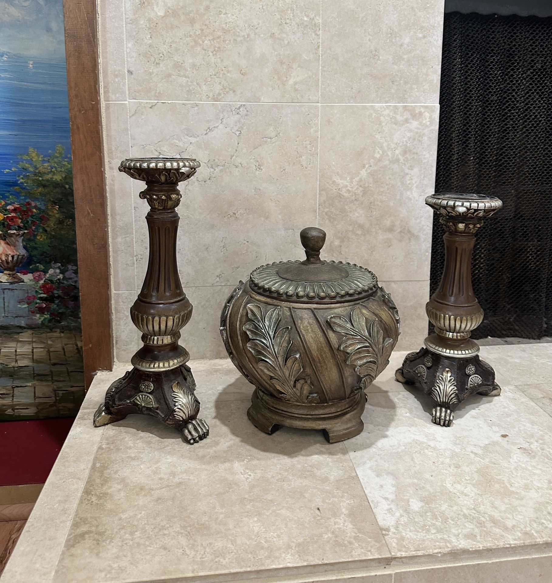 Candle Holder Vase With Lid Set