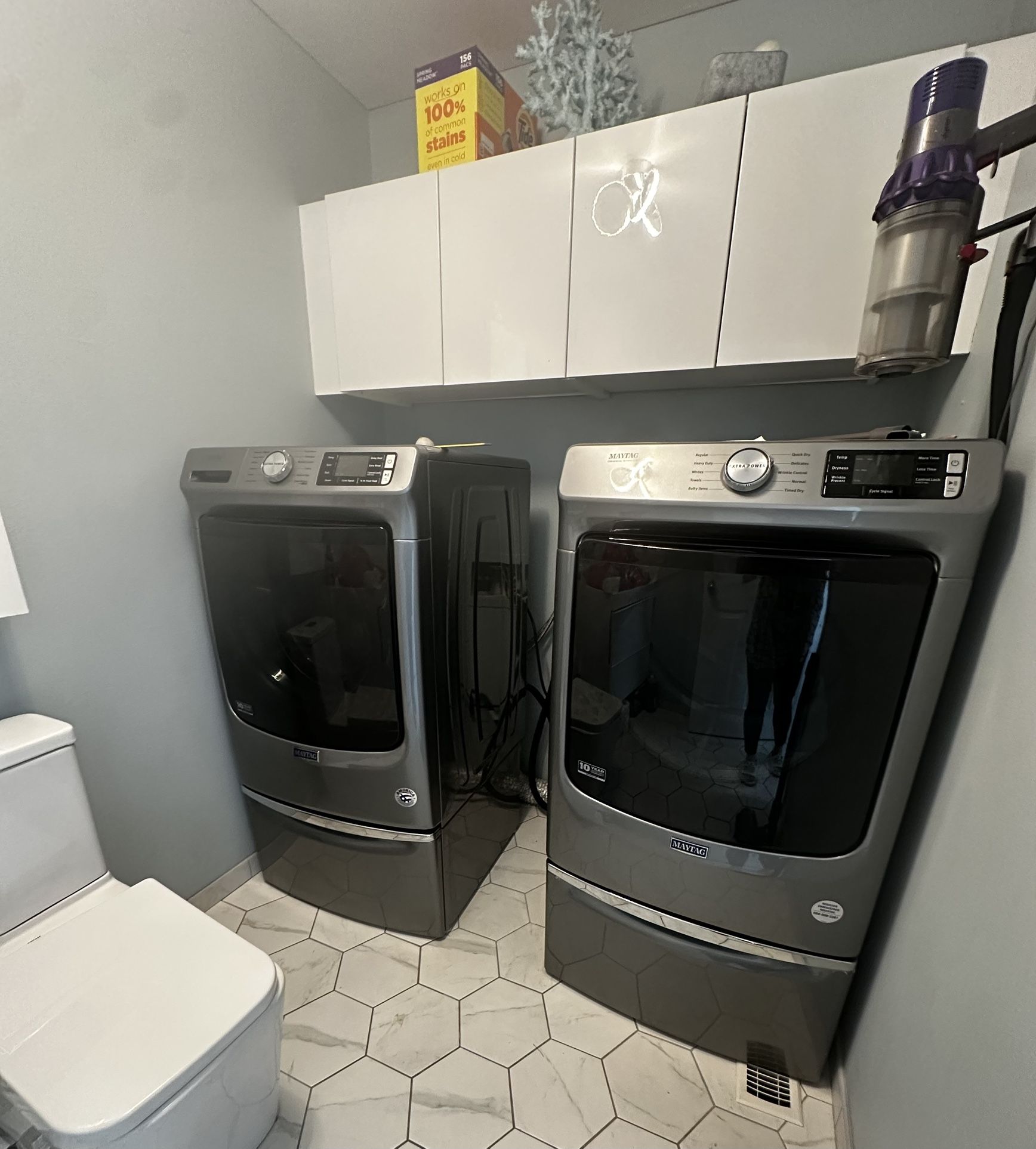 Dryer and washing machine.