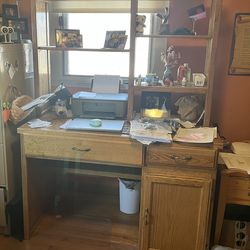 Solid Oak Desk, Two-pieces