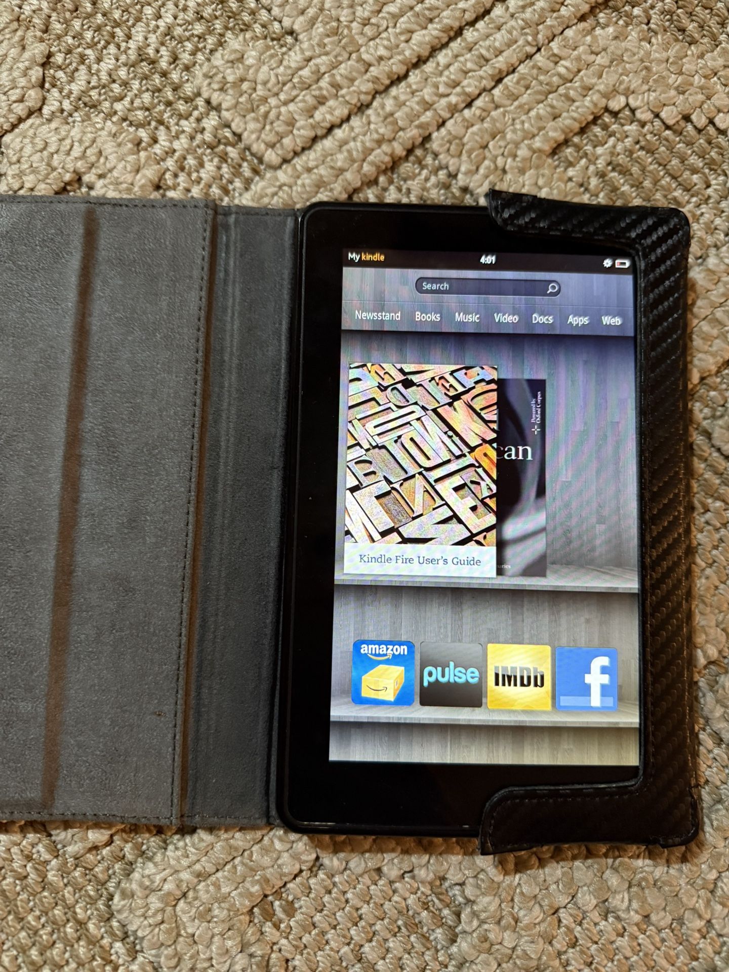 M-Edge faux leather Amazon Kindle Fire Tablet Black Cover case