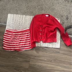 Stripped Shorts And Cardigian 