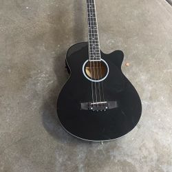 Full Size 4 Strings Cutaway Acoustic-Electric Bass Guitar With 4-Band Equalizer,5mm Padding Gig Bag,Strap, Picks-Black