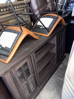 Entertainment center and bar stools