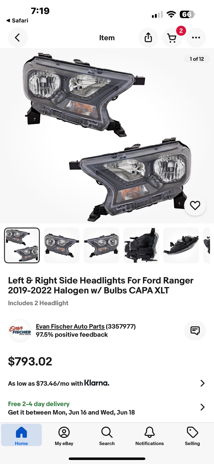 Selling 2019 Ford Ranger OEM Headlights