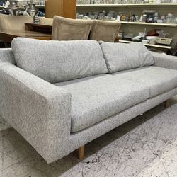 CLEAN MID CENTURY MODERN STYLE SOFA COUCH LIGHT GREY FABRIC CLEAN SENIOR OWNED 