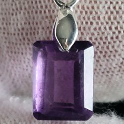 2ctw Natural Amethyst Crystal Pendant 925 Silver Bail 