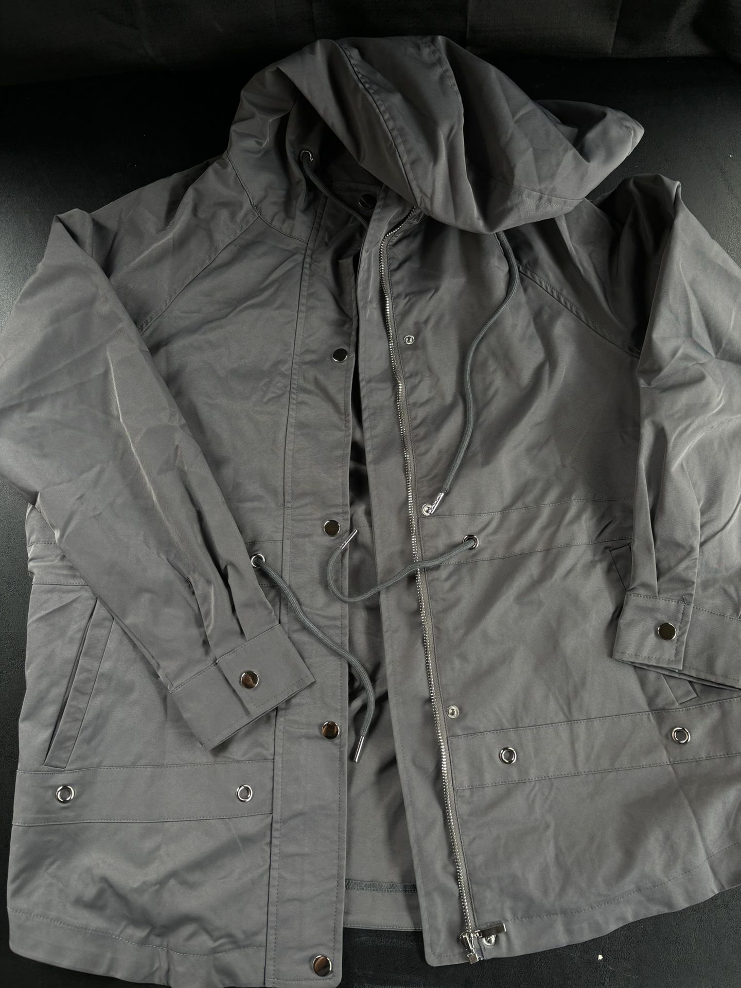 Women’s Rain Jacket With Hood Large (grey)