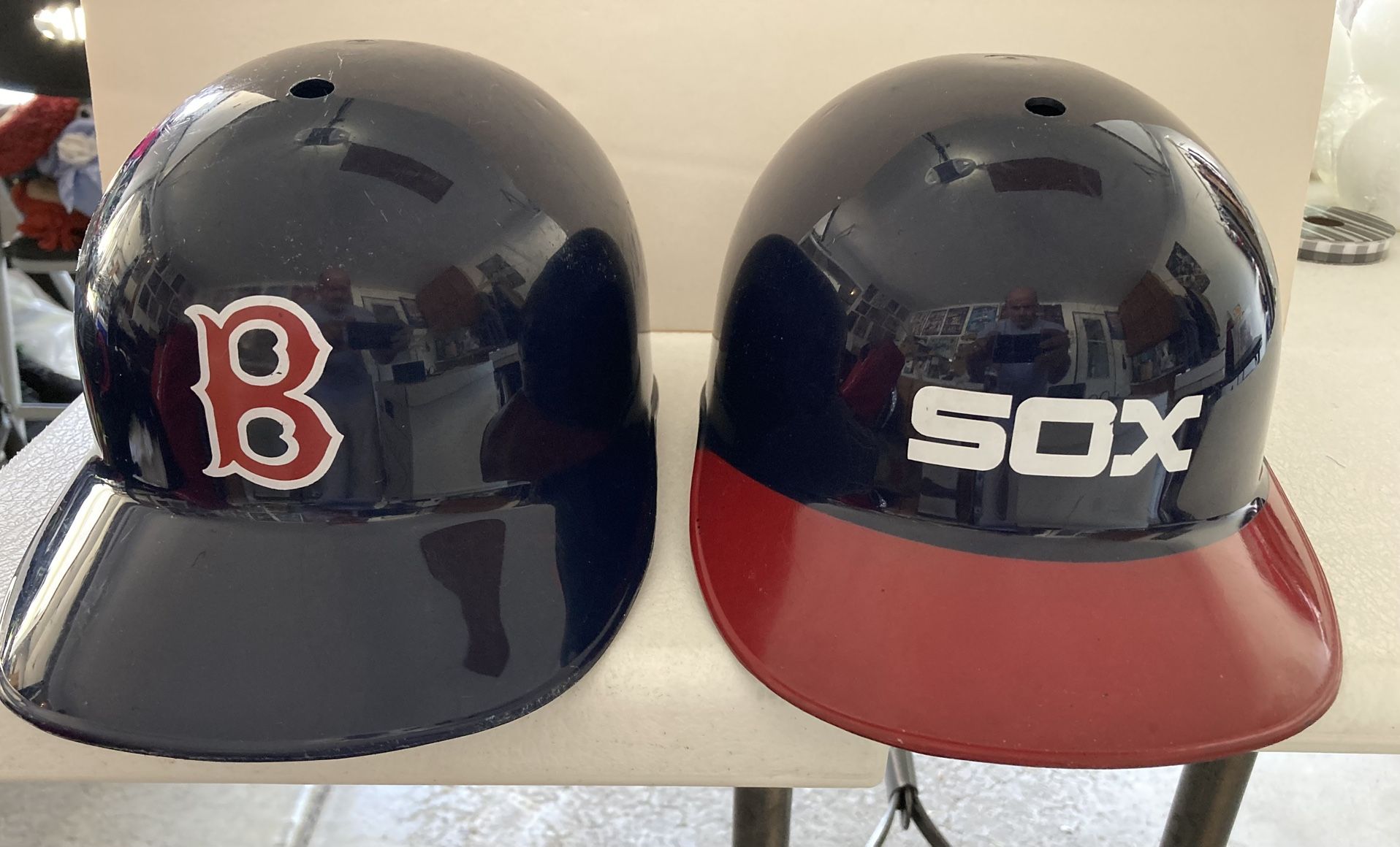 Vintage 1970’s White Sox And Red Sox Plastic Helmets.