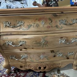 Three Big Drawer Dresser Solid Wood  44” Wx 19” Dx 32” H