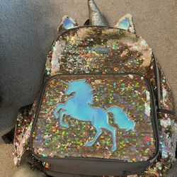 Justice Girls Unicorn Sequin Backpack & Lunchbox 