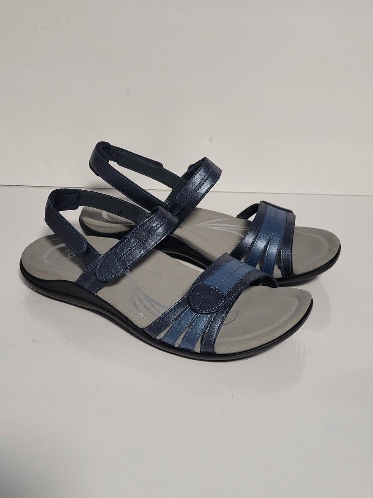 Abeo B.I.O. Women's Brynn Blue Leather Neutral Sandal in Size 10
