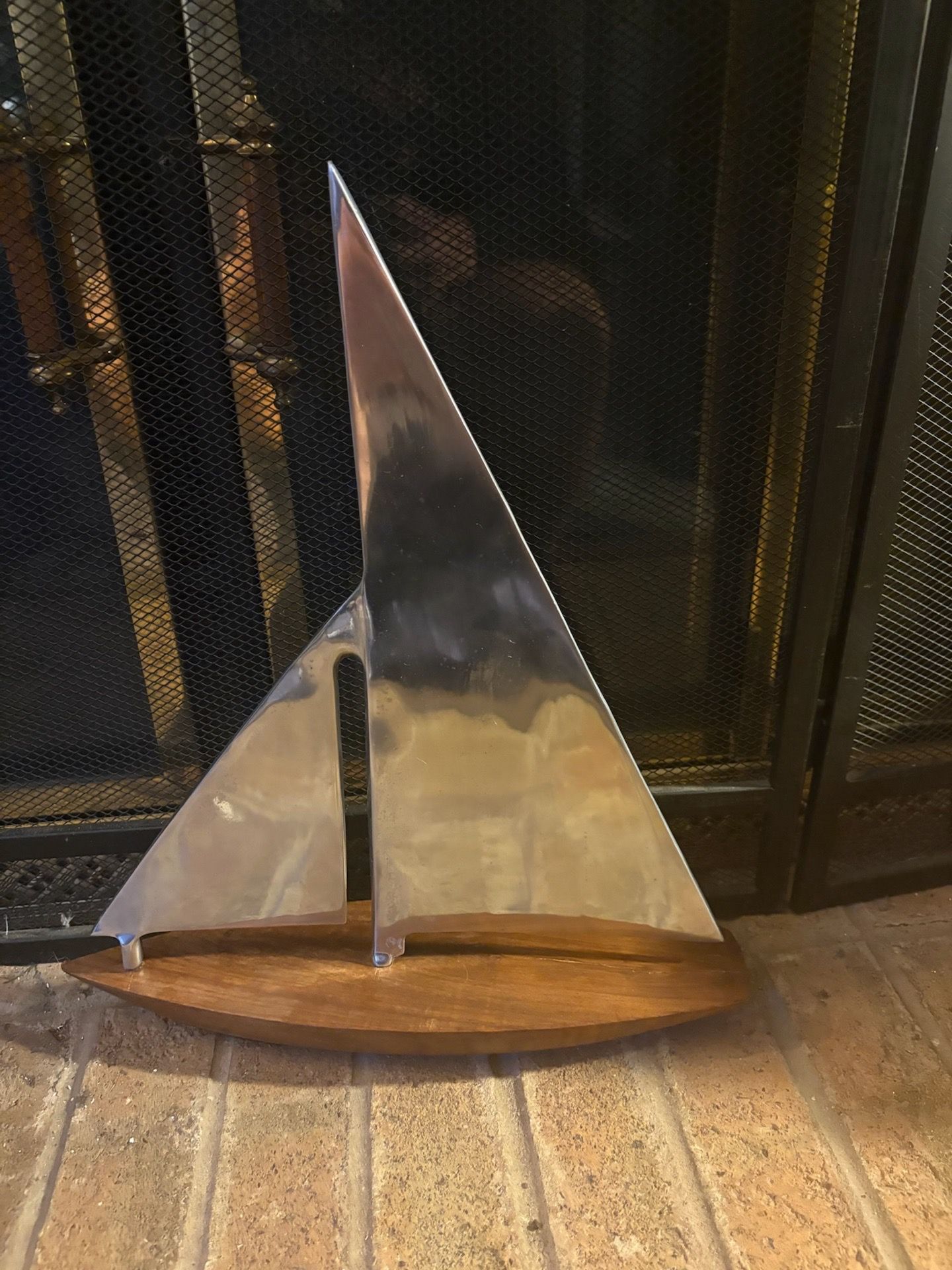 UNIQUE SAILBOAT DECOR METAL SAIL & WOODEN BOAT