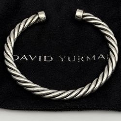 David Yurman Sterling Silver Black Onyx 6mm Cable Cuff Bracelet