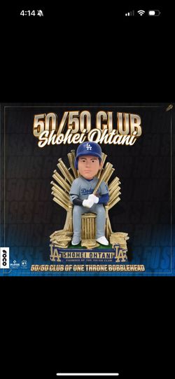Shohei Ohtani LA Dodgers 50 Home Runs & 50 Stolen Bases Club Of One Throne FOCO Bobblehead