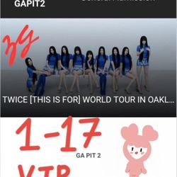 TWICE Ticket GAPIT2 VIP Oakland Arena 1.17
