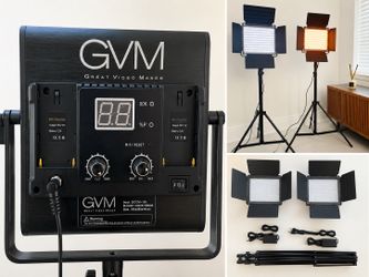 GVM LED Video Light Kit – 2 Panels, Stands & Power Supplies
