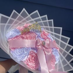 White And Pink Eternal Rose Boquet | Ramo De Flores 💐 | With Crown 👑 