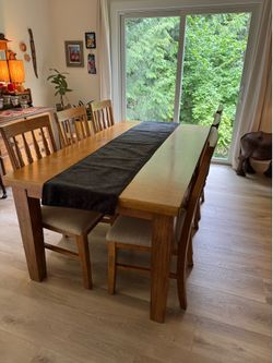 Dining table with six chairs