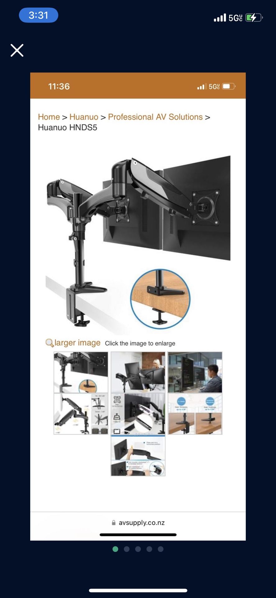 HUANUO HNDS5 Gas Assisted Dual Arm Monitor 