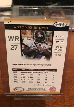 2010 Antonio Brown Hit Football Card Steelers Raiders Thumbnail