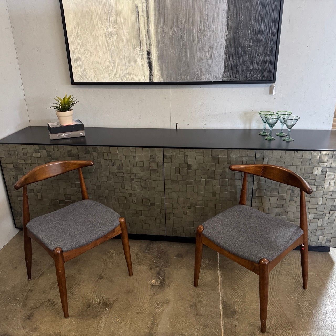 Pair of Mid-Century Style Walnut Dining Chairs