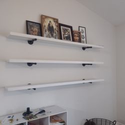 3 White Wooden Shelves 